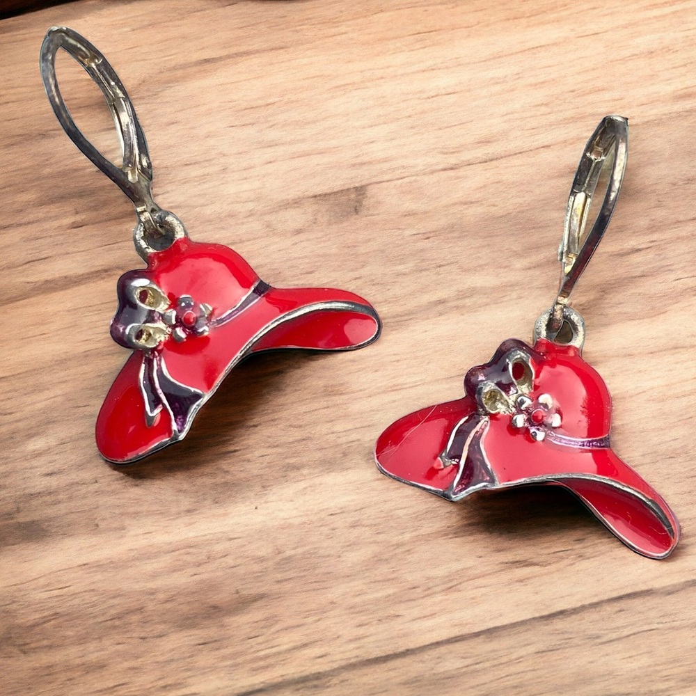 ❄️ 50% off winter Vintage NEW floppy hat Kentucky Derby garden party earrings